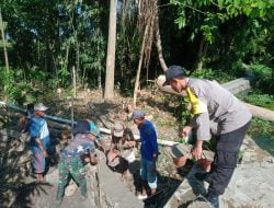 Bangun Pondasi Hidram, TNI-Polri Gotong Royong Bersama Masyarakat