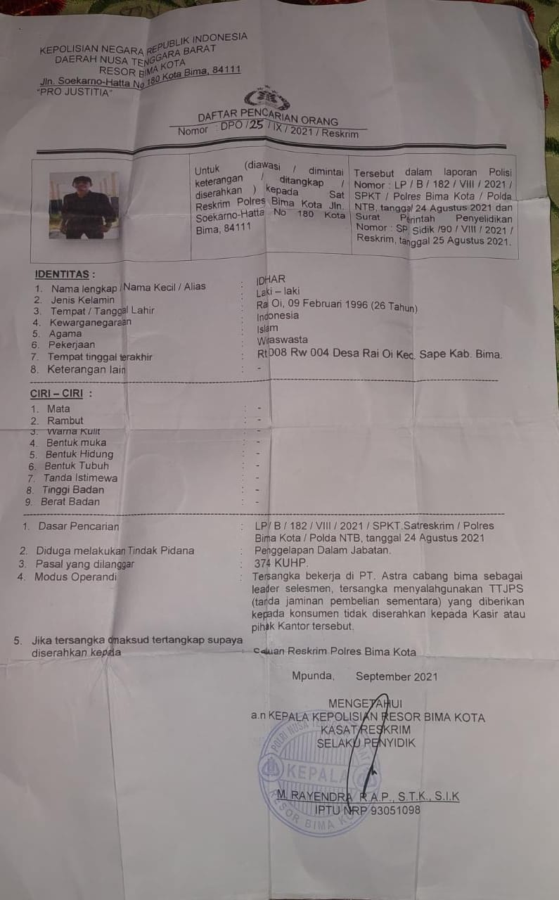 DPO Kasus Penggelapan Jabatan Ditangkap Tim Puma II Polres Bima Kota