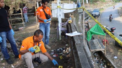 Polres Bima Kota Olah TKP Kasus Pelemparan Batu Saat Pilkades Rite Ambalawi