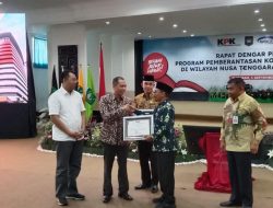 Wali Kota Bima Raih Penghargaan Peningkatan MCP KPK Peringkat 2 Se-NTB