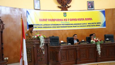 Wali Kota Bima Hadiri Rapat Paripurna Penyampaian Penjelasan LKPJ Akhir Tahun Anggaran 2022